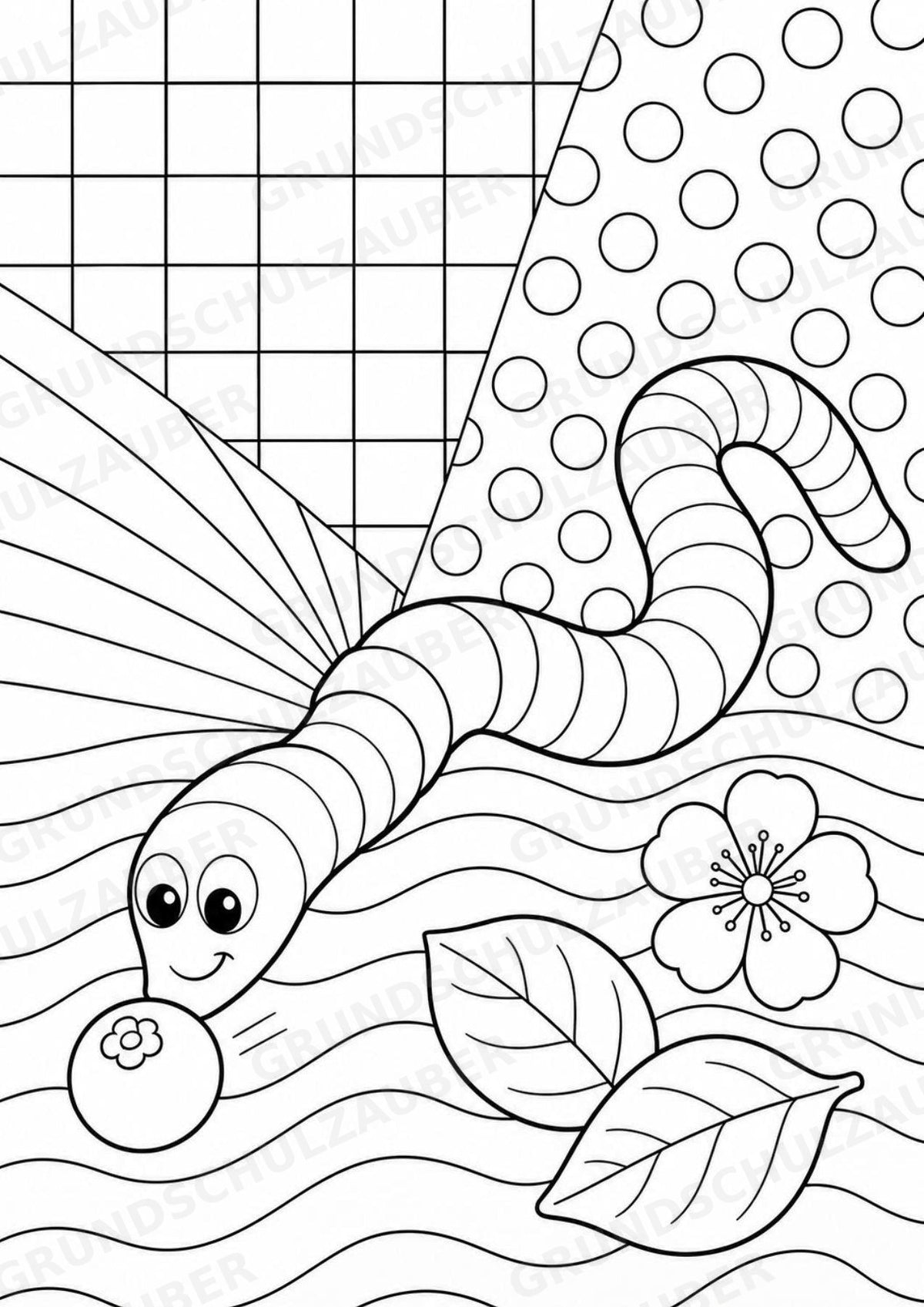 Regenwürmer POP Art Ausmalbilder 15 Malvorlagen – Materialseite 6