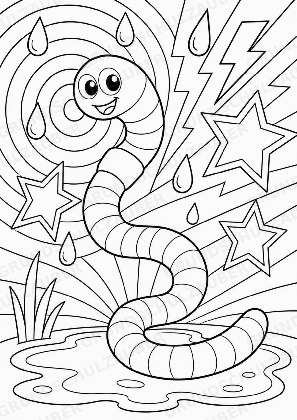 Regenwürmer POP Art Ausmalbilder 15 Malvorlagen – Materialseite 7