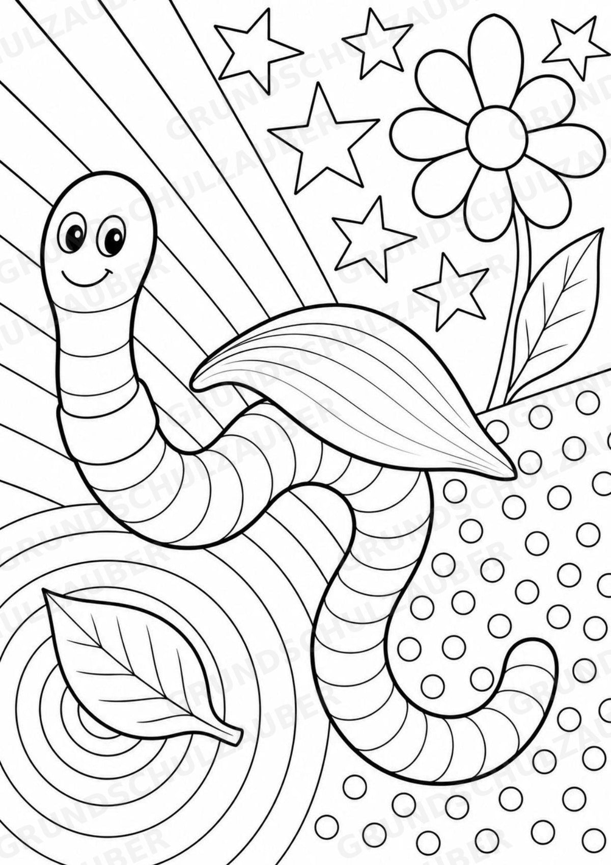 Regenwürmer POP Art Ausmalbilder 15 Malvorlagen – Materialseite 13