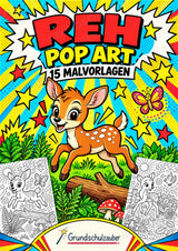 Reh POP Art Ausmalbilder 15 Malvorlagen – Cover