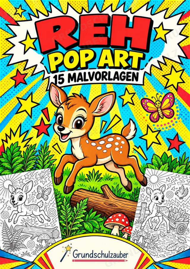 Reh POP Art Ausmalbilder 15 Malvorlagen – Cover