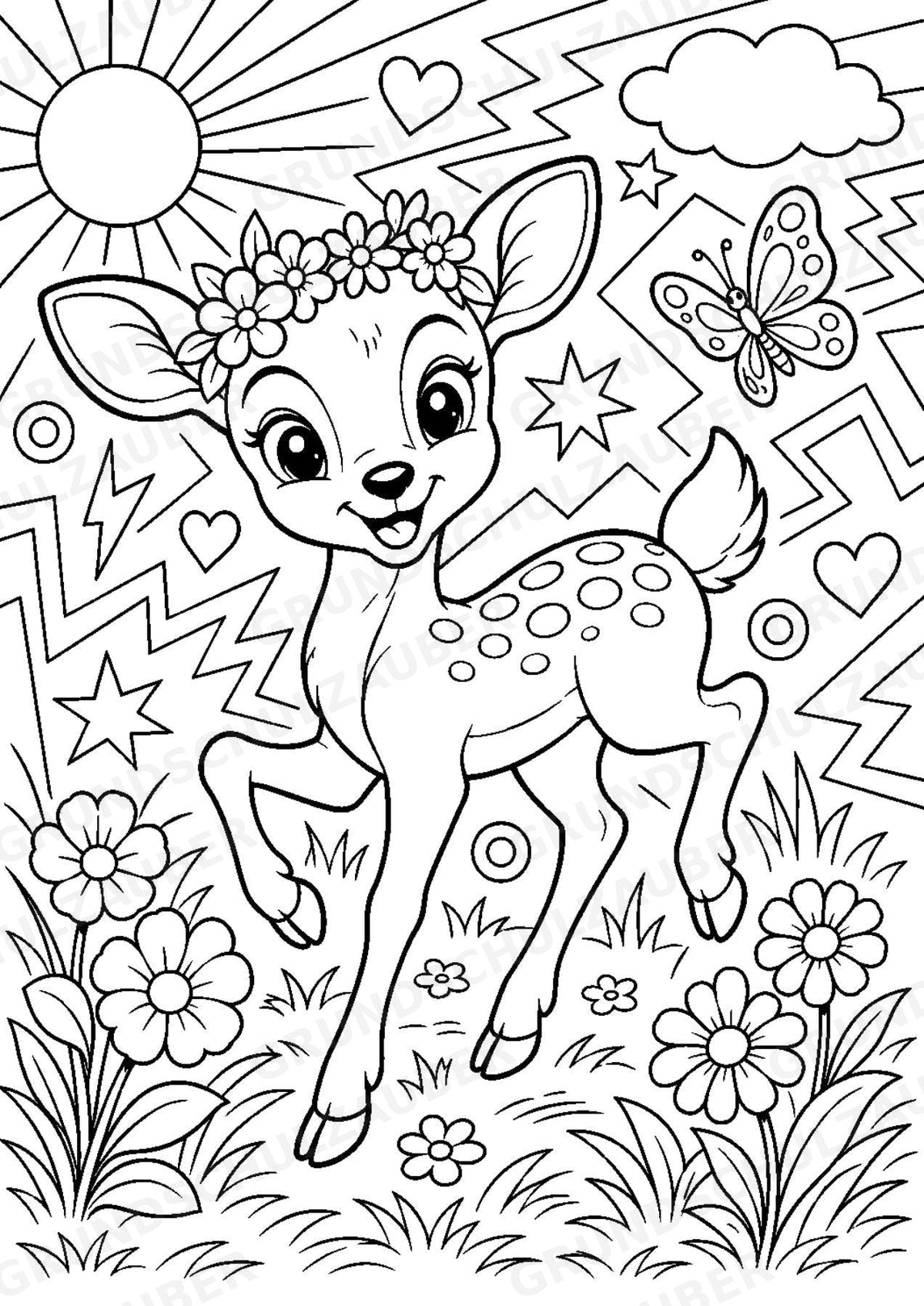 Reh POP Art Ausmalbilder 15 Malvorlagen – Materialseite 4