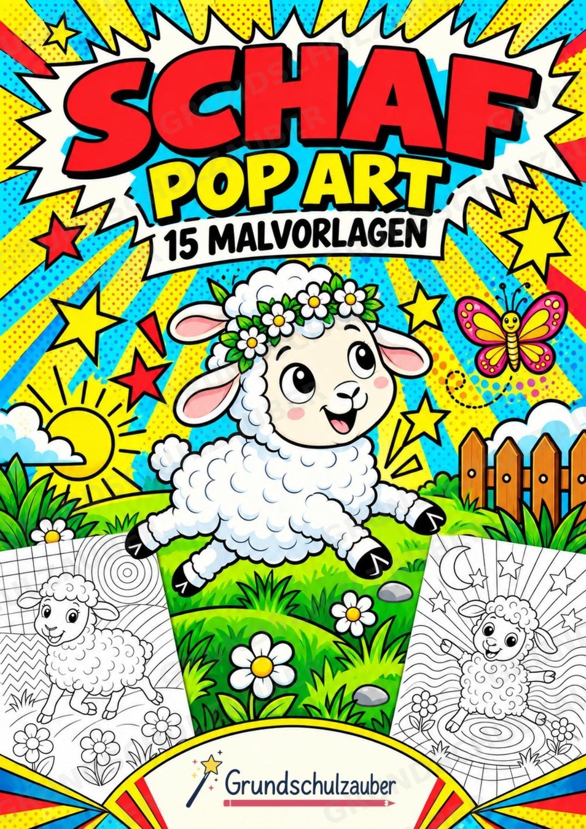 Schaf POP Art Ausmalbilder 15 Malvorlagen – Cover