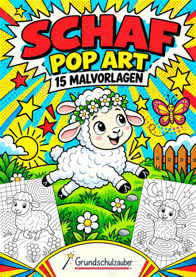 Schaf POP Art Ausmalbilder 15 Malvorlagen – Cover