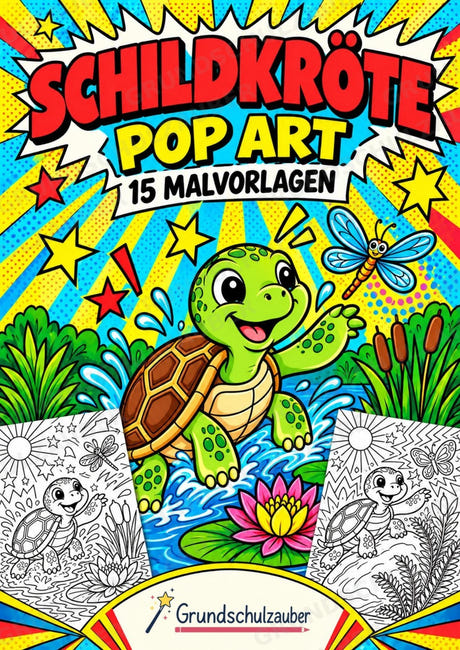 Schildkröte POP Art Ausmalbilder 15 Malvorlagen – Cover