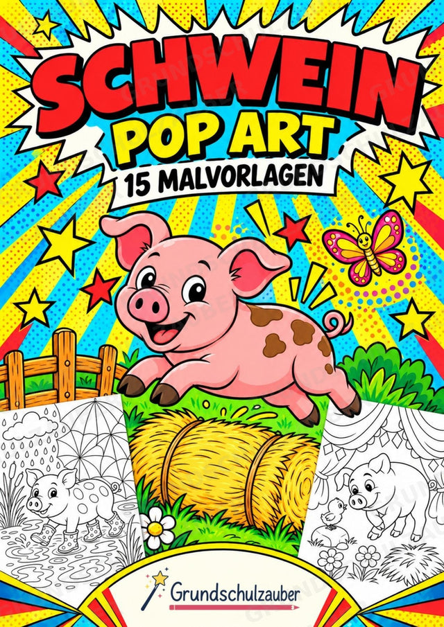 Schwein POP Art Ausmalbilder 15 Malvorlagen – Cover
