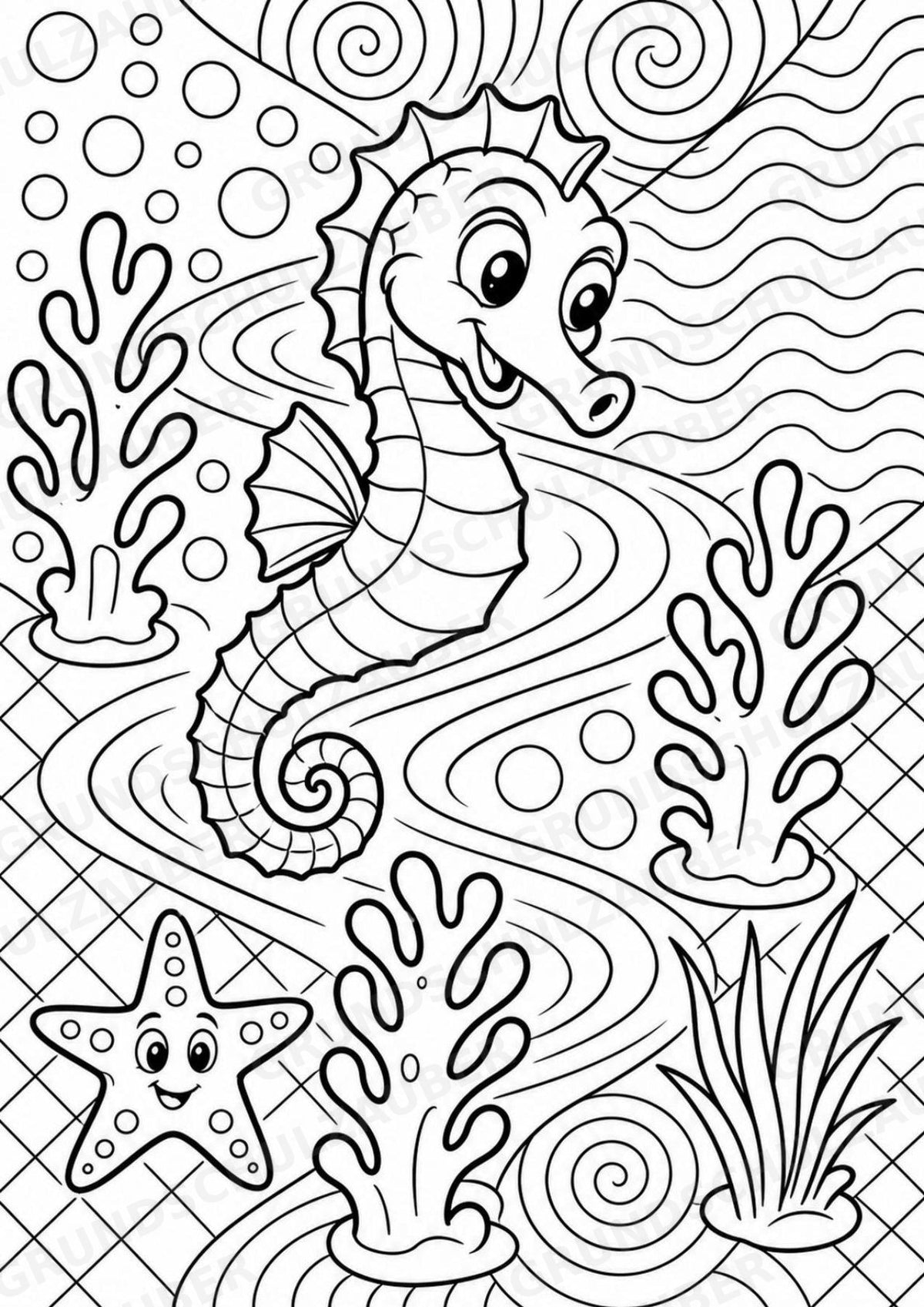 Seepferdchen POP Art Ausmalbilder 15 Malvorlagen – Materialseite 4