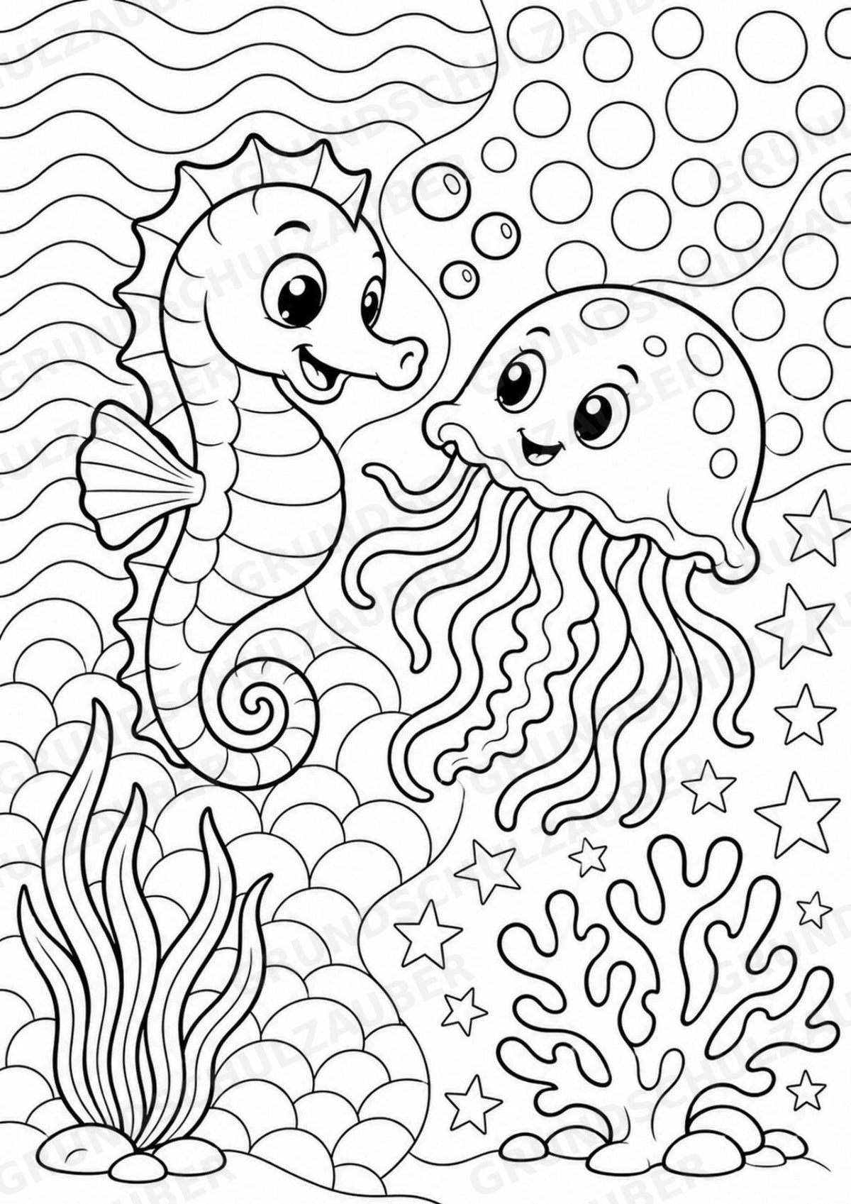 Seepferdchen POP Art Ausmalbilder 15 Malvorlagen – Materialseite 5