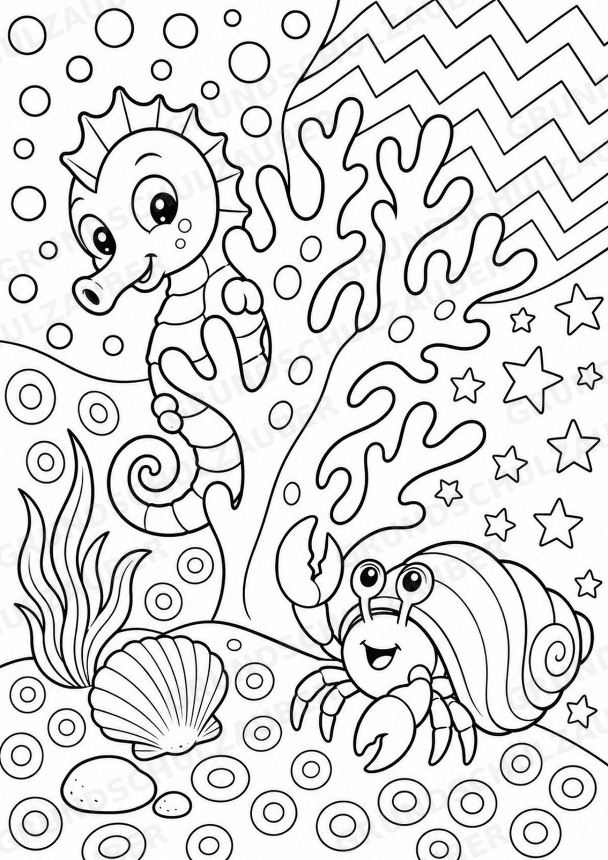 Seepferdchen POP Art Ausmalbilder 15 Malvorlagen – Materialseite 8