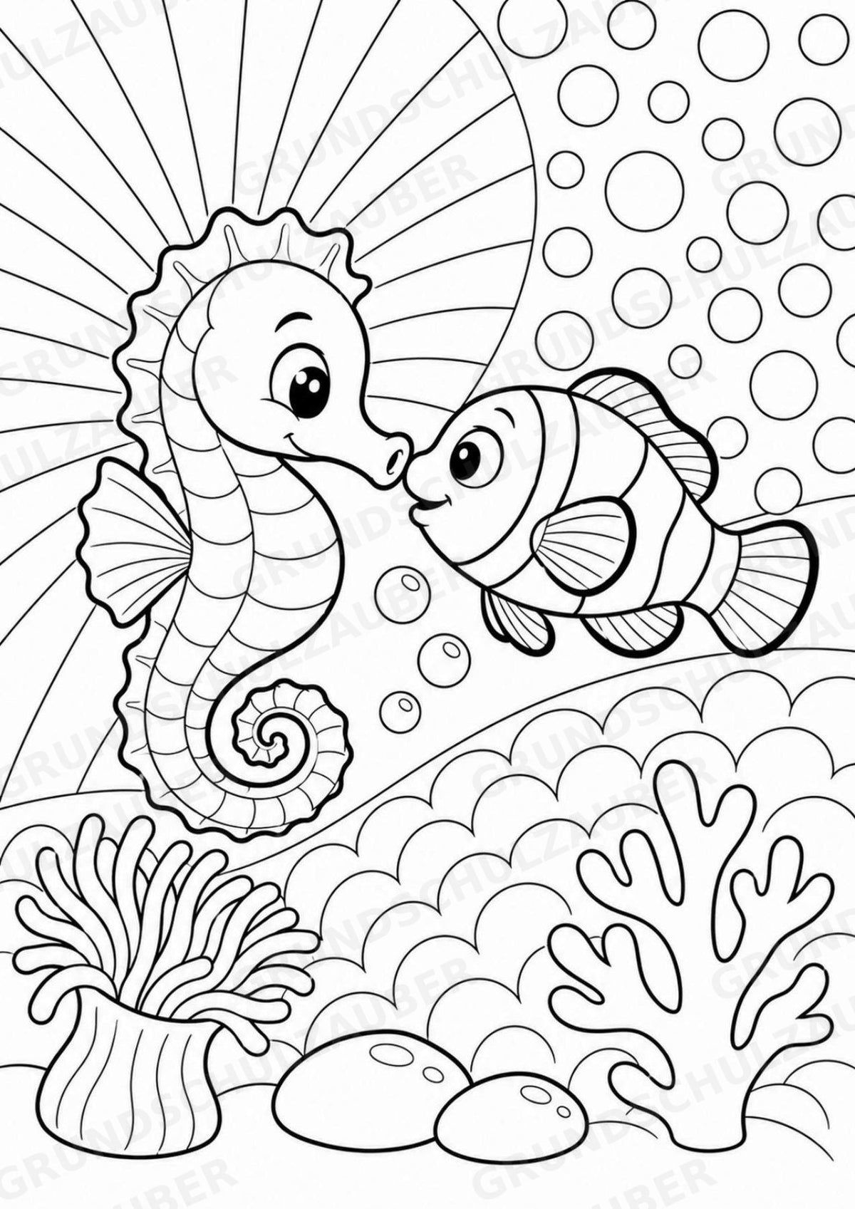 Seepferdchen POP Art Ausmalbilder 15 Malvorlagen – Materialseite 10