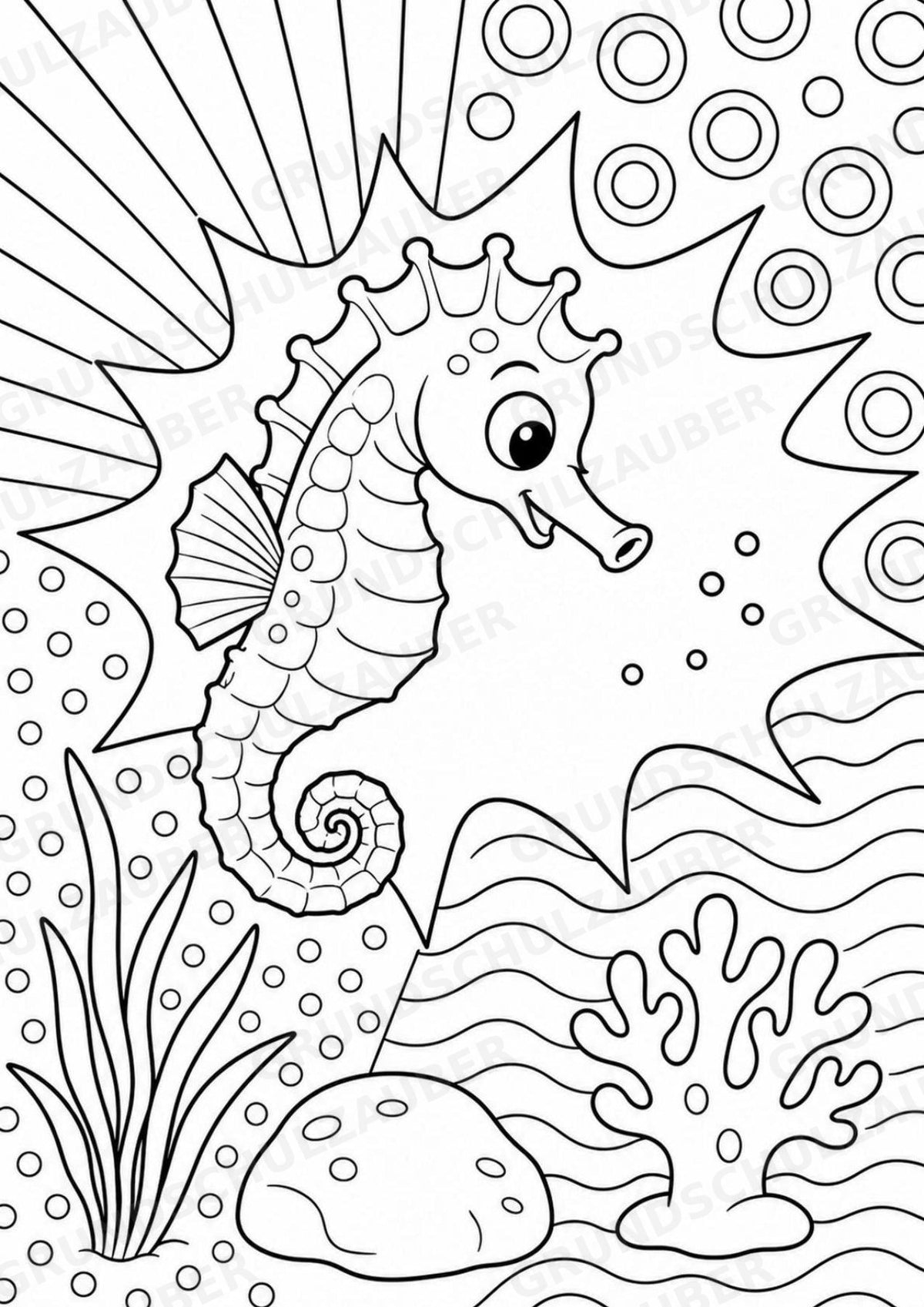 Seepferdchen POP Art Ausmalbilder 15 Malvorlagen – Materialseite 15