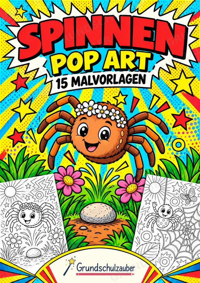 Spinnen POP Art Ausmalbilder 15 Malvorlagen – Cover