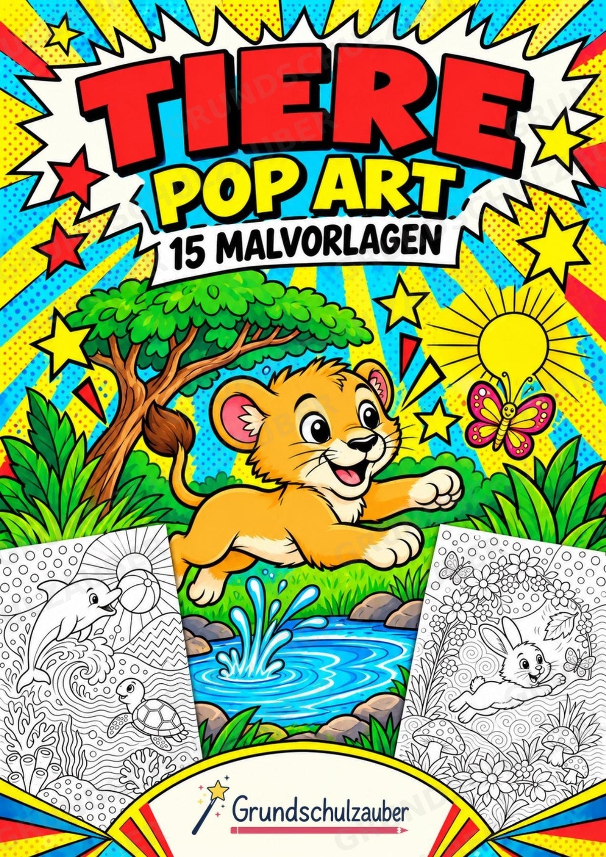 Tiere POP Art Ausmalbilder 15 Malvorlagen – Cover
