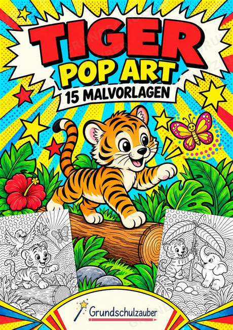Tiger POP Art Ausmalbilder 15 Malvorlagen – Cover