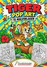 Tiger POP Art Ausmalbilder 15 Malvorlagen – Cover