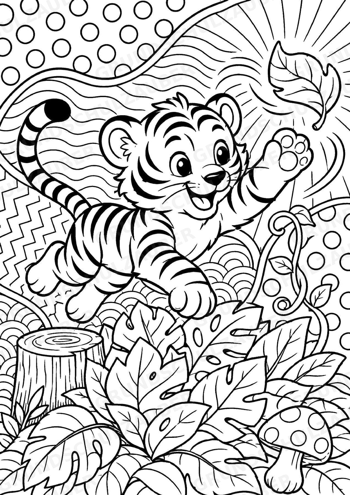 Tiger POP Art Ausmalbilder 15 Malvorlagen – Materialseite 3