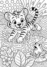 Tiger POP Art Ausmalbilder 15 Malvorlagen – Materialseite 4