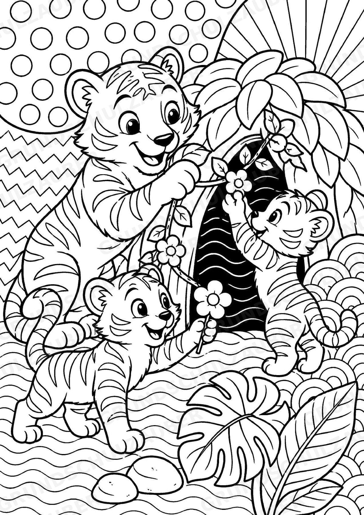 Tiger POP Art Ausmalbilder 15 Malvorlagen – Materialseite 6