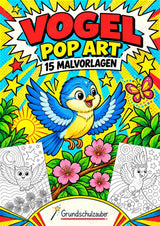 Vogel POP Art Ausmalbilder 15 Malvorlagen – Cover