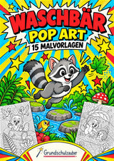 Waschbär POP Art Ausmalbilder 15 Malvorlagen – Cover