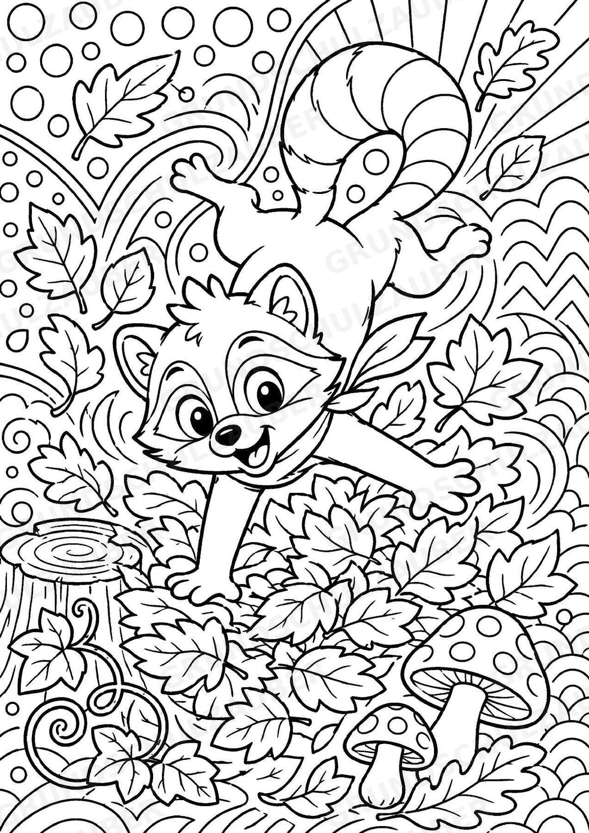 Waschbär POP Art Ausmalbilder 15 Malvorlagen – Materialseite 4