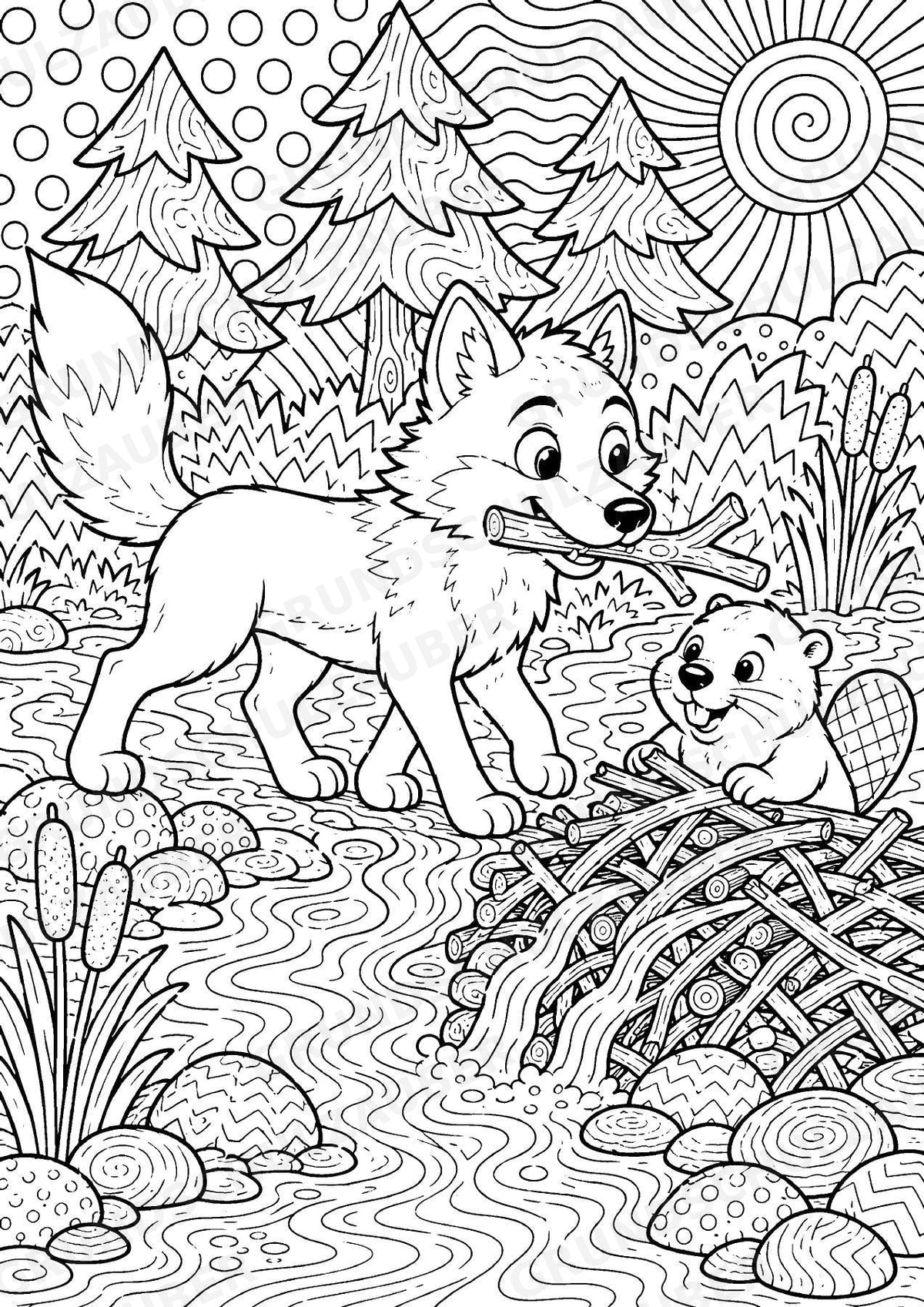 Wolf POP Art Ausmalbilder 15 Malvorlagen – Materialseite 6
