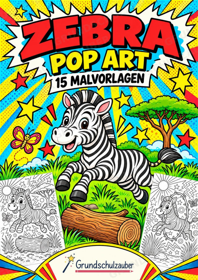 Zebra POP Art Ausmalbilder 15 Malvorlagen – Cover