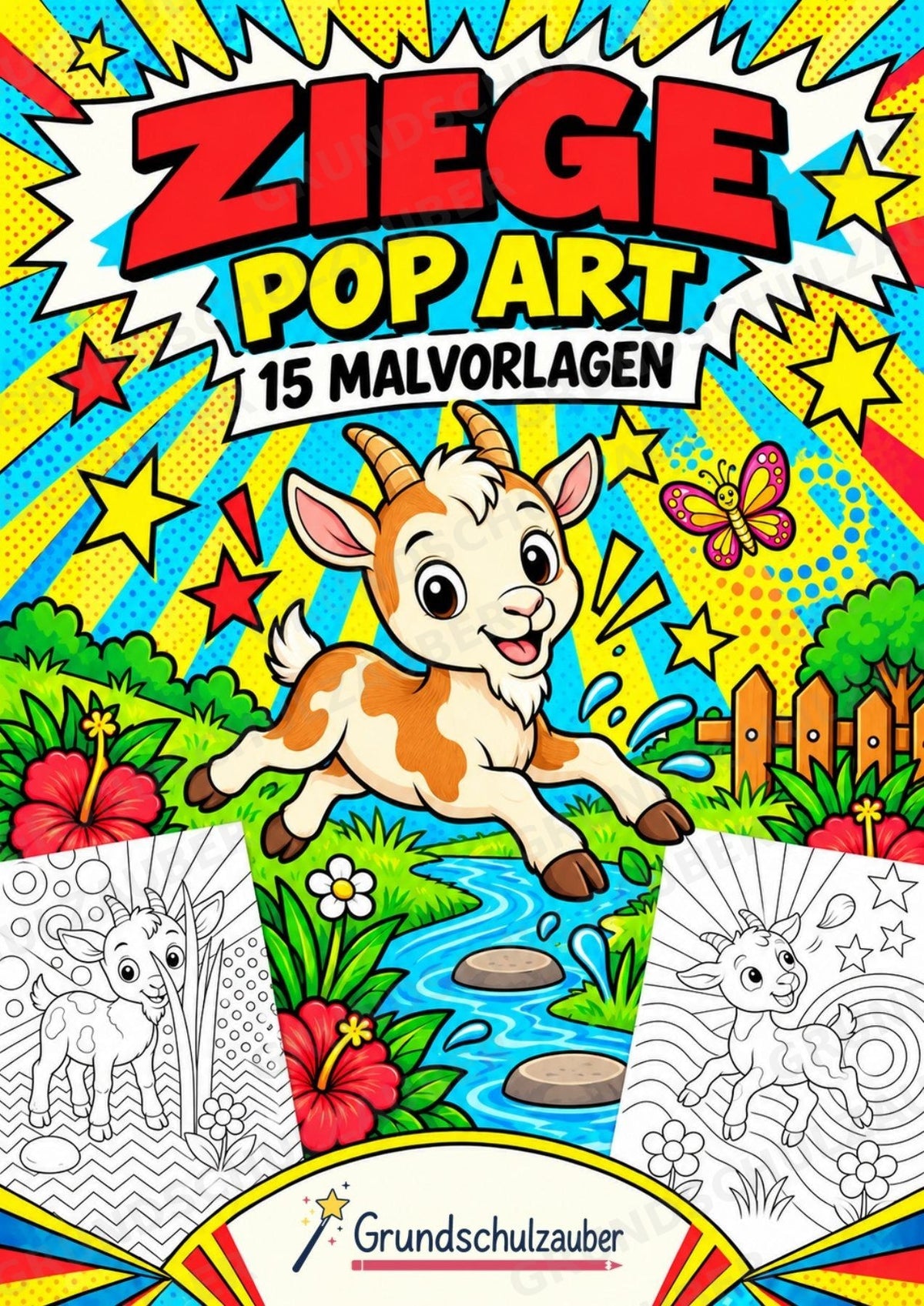 Ziege POP Art Ausmalbilder 15 Malvorlagen – Cover