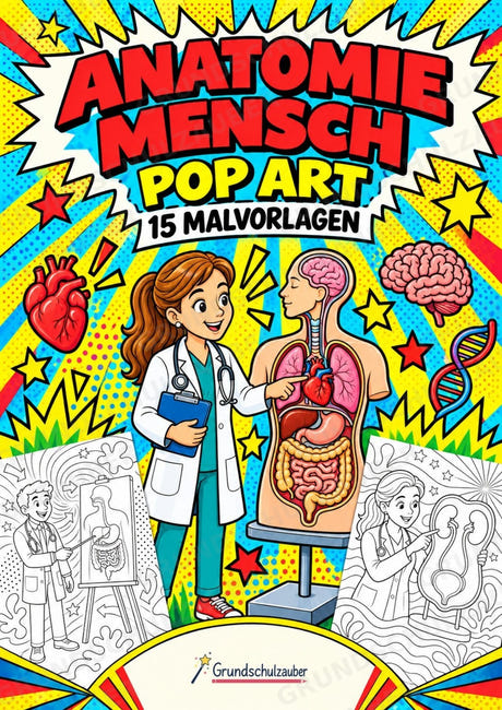 Anatomie Mensch POP Art Ausmalbilder 15 Malvorlagen – Cover