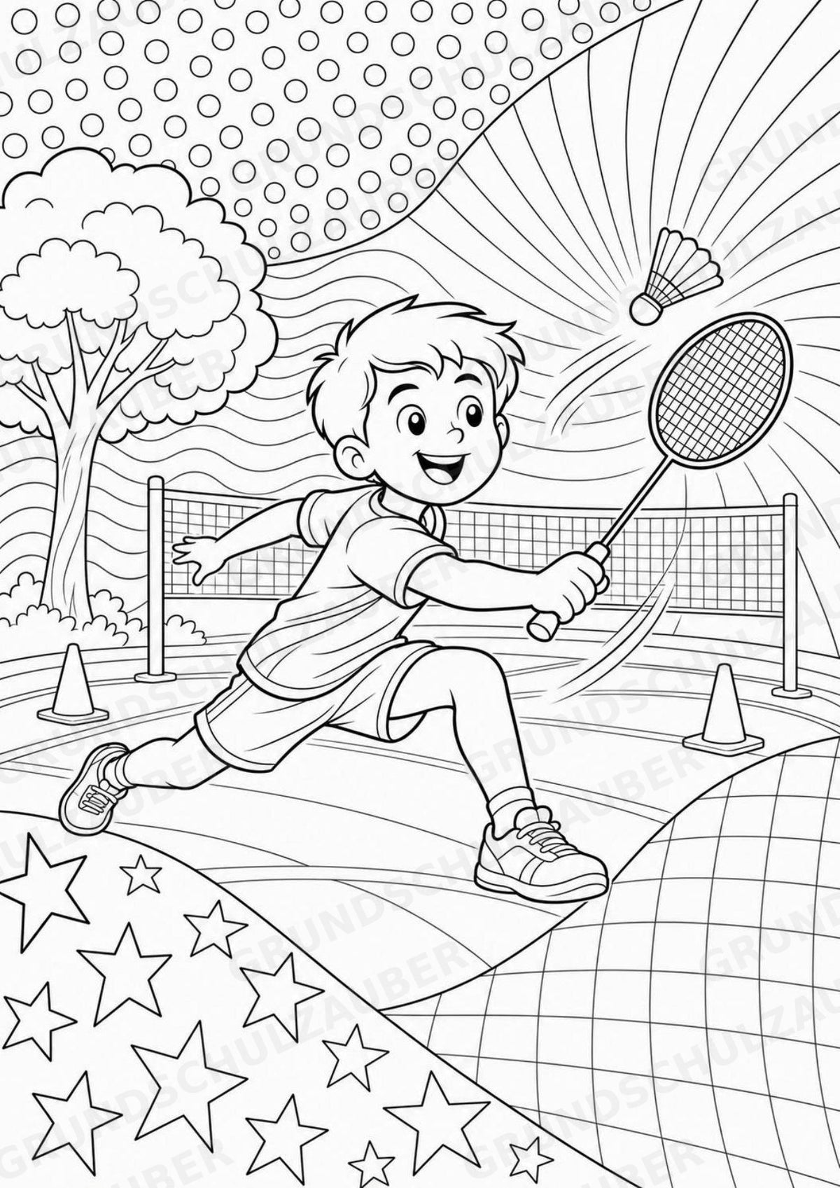 Badminton POP Art Ausmalbilder 15 Malvorlagen – Materialseite 2