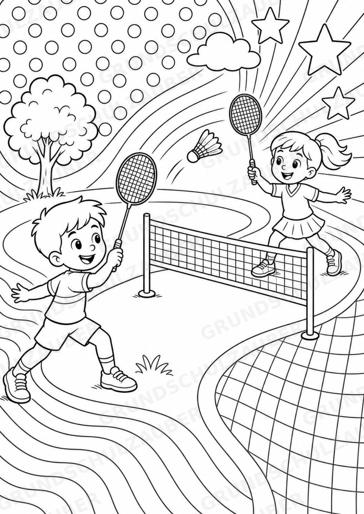 Badminton POP Art Ausmalbilder 15 Malvorlagen – Materialseite 3
