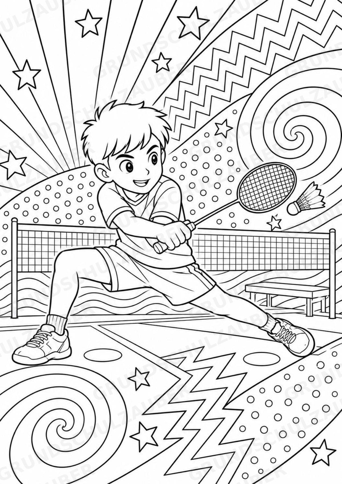 Badminton POP Art Ausmalbilder 15 Malvorlagen – Materialseite 6