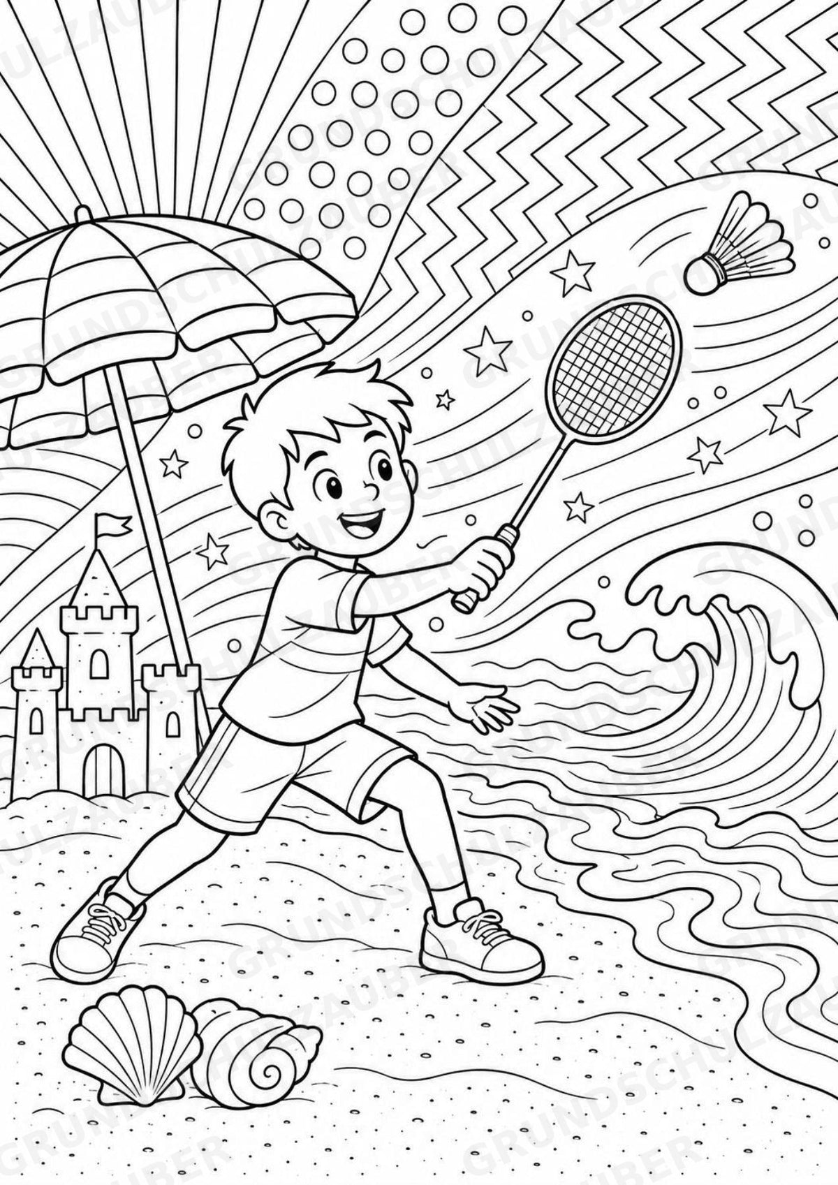 Badminton POP Art Ausmalbilder 15 Malvorlagen – Materialseite 10
