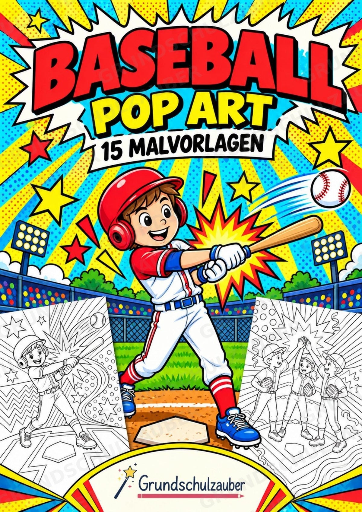 Baseball POP Art Ausmalbilder 15 Malvorlagen – Cover