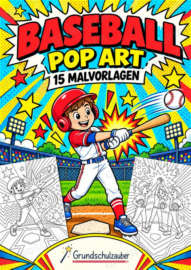 Baseball POP Art Ausmalbilder 15 Malvorlagen – Cover