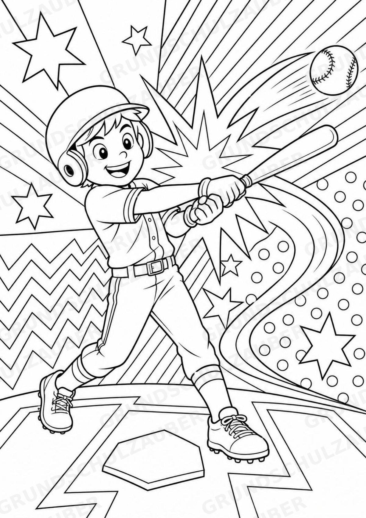 Baseball POP Art Ausmalbilder 15 Malvorlagen – Materialseite 2