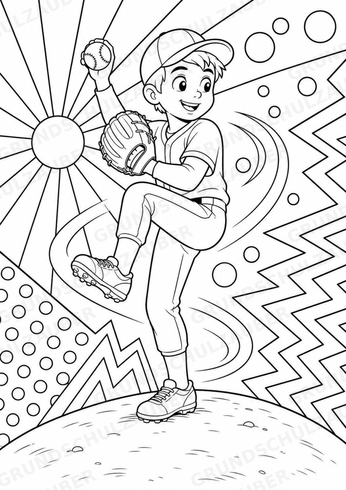 Baseball POP Art Ausmalbilder 15 Malvorlagen – Materialseite 3