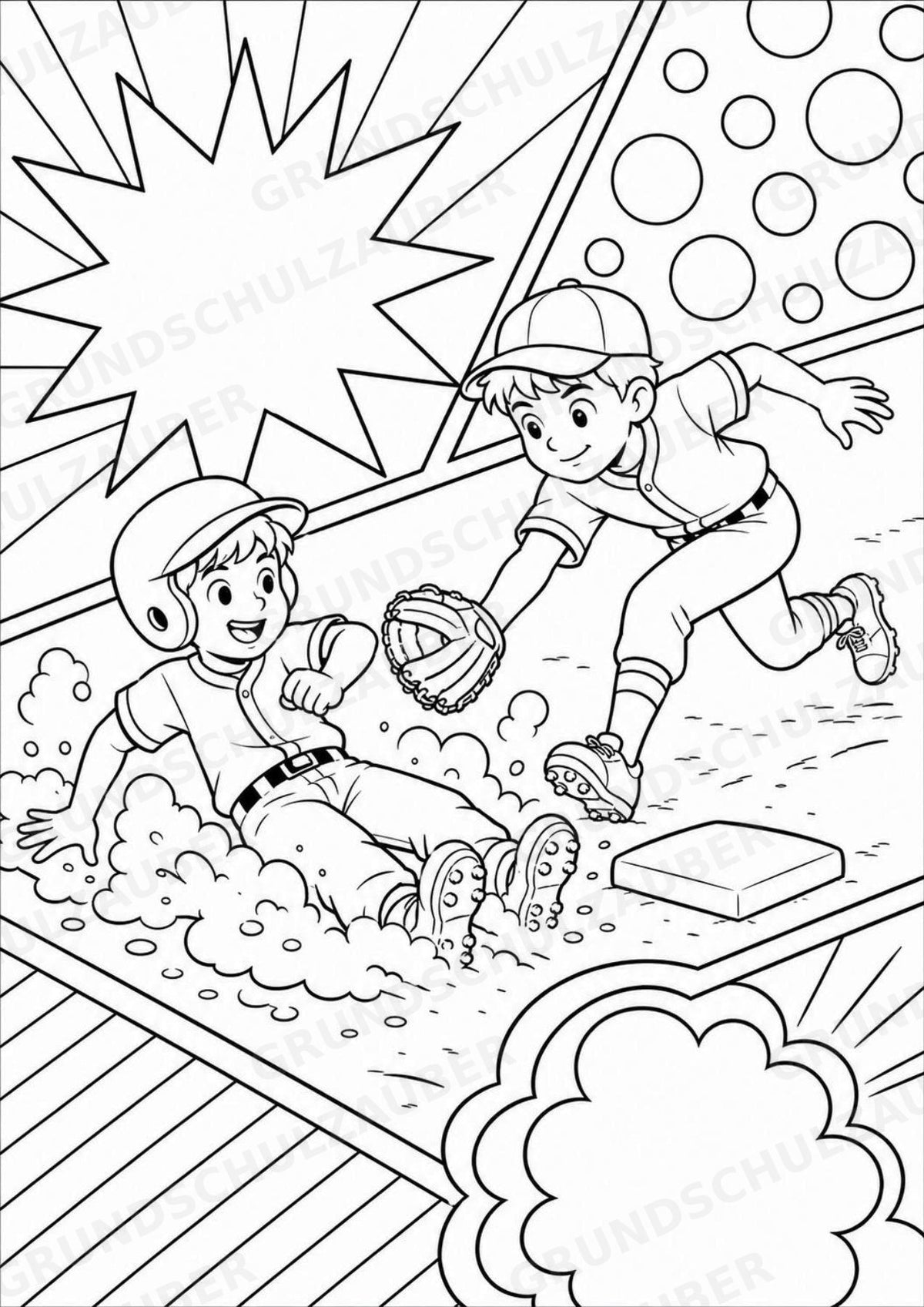 Baseball POP Art Ausmalbilder 15 Malvorlagen – Materialseite 6