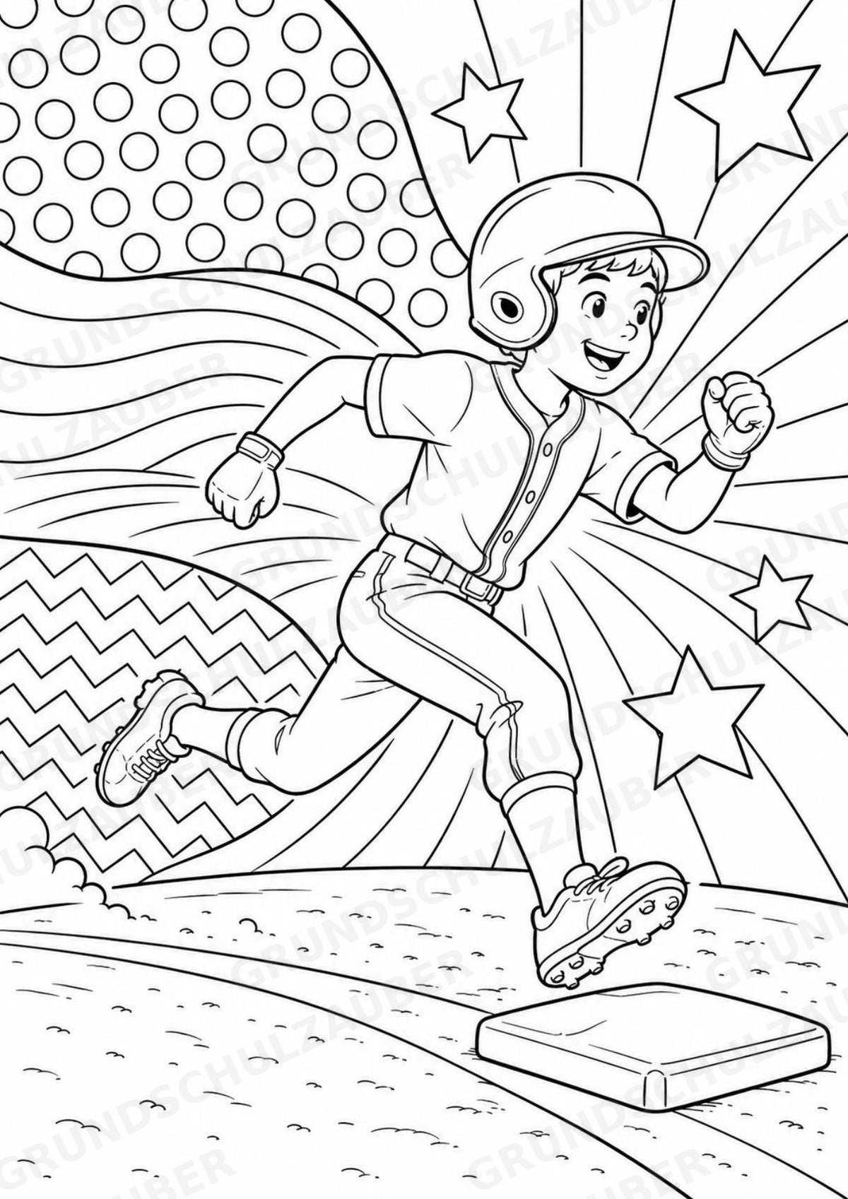 Baseball POP Art Ausmalbilder 15 Malvorlagen – Materialseite 7