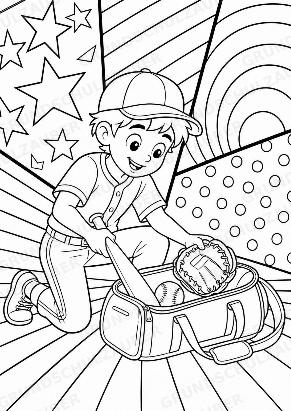 Baseball POP Art Ausmalbilder 15 Malvorlagen – Materialseite 13