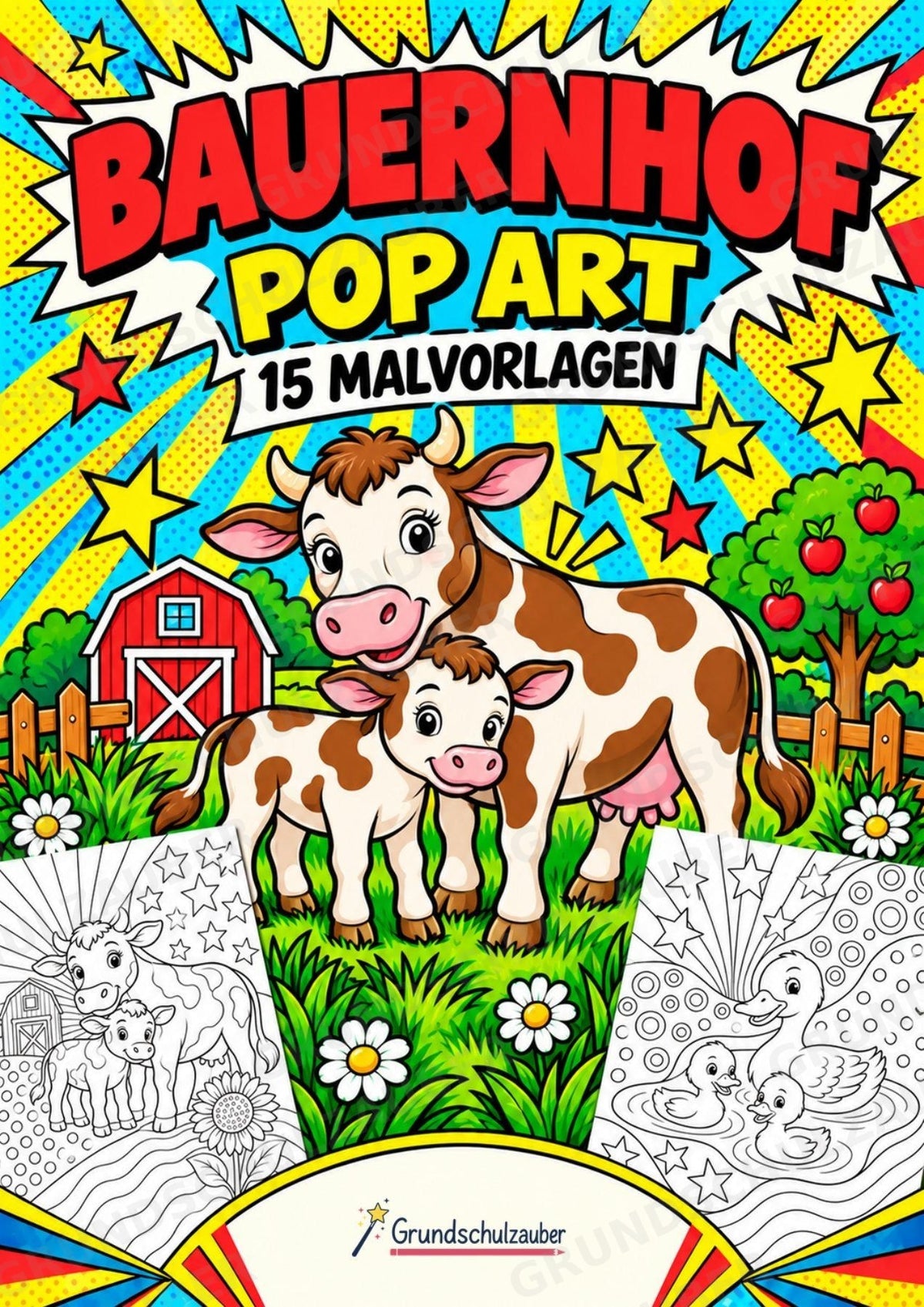 Bauernhof POP Art Ausmalbilder 15 Malvorlagen – Cover