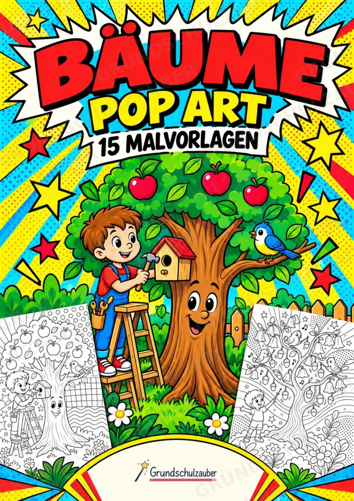 Bäume POP Art Ausmalbilder 15 Malvorlagen – Cover