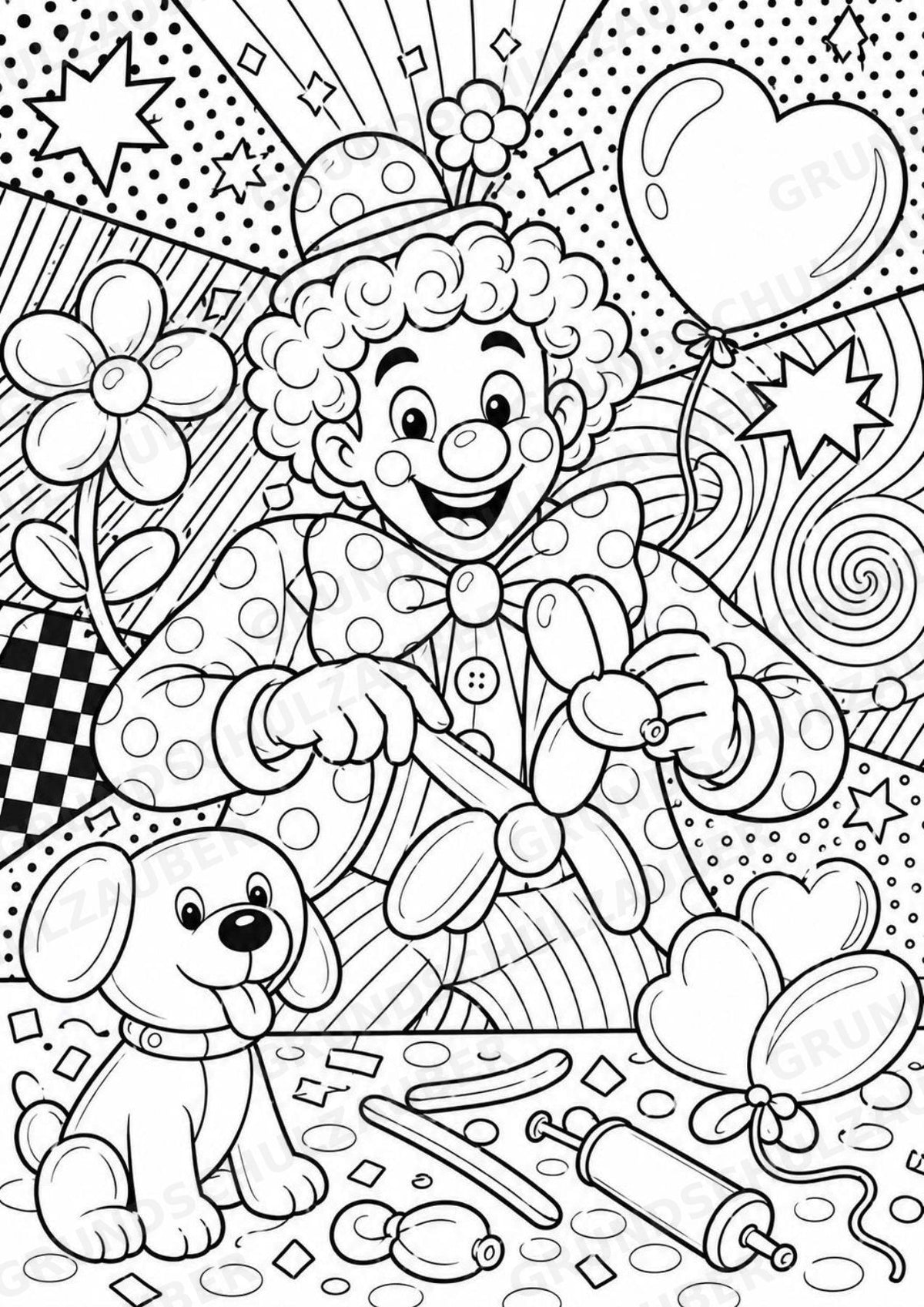 Clowns POP Art Ausmalbilder 15 Malvorlagen – Materialseite 6