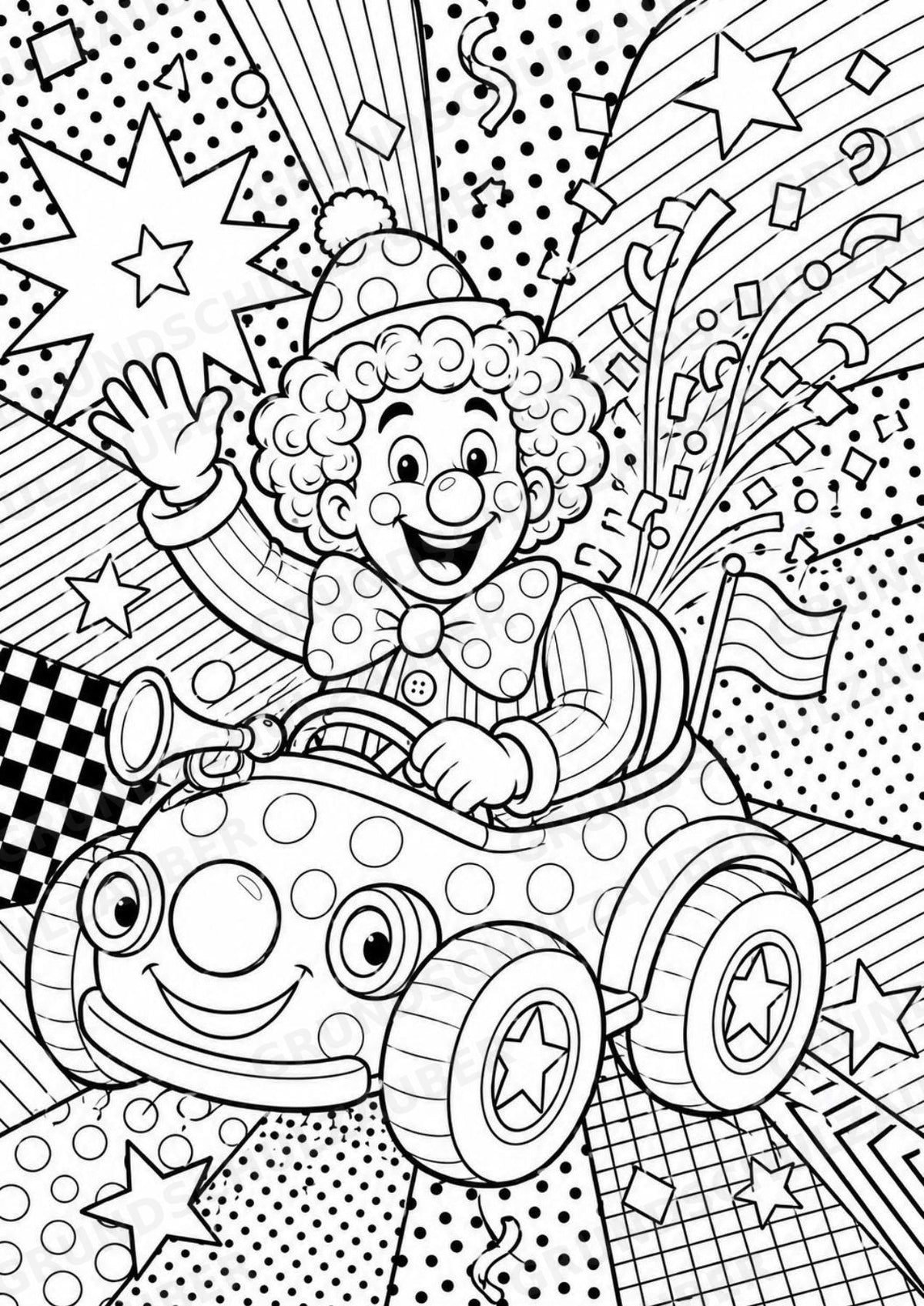 Clowns POP Art Ausmalbilder 15 Malvorlagen – Materialseite 8