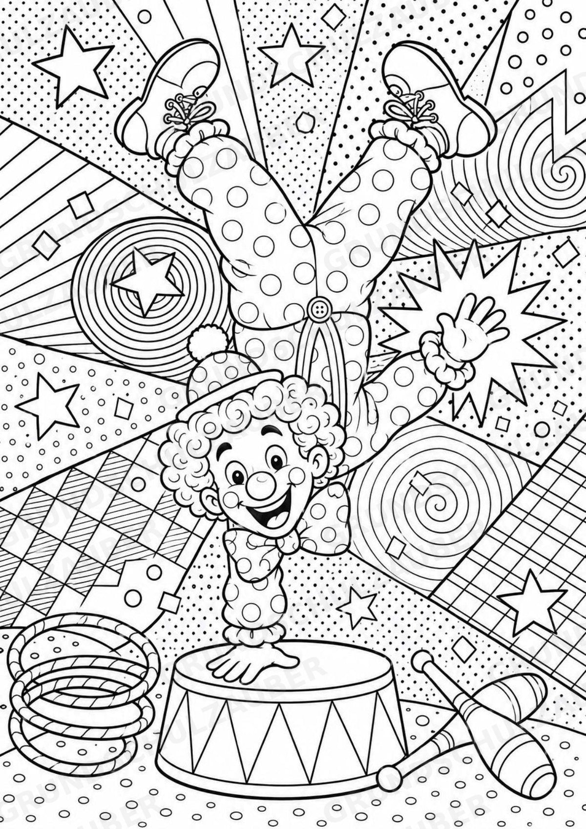 Clowns POP Art Ausmalbilder 15 Malvorlagen – Materialseite 9