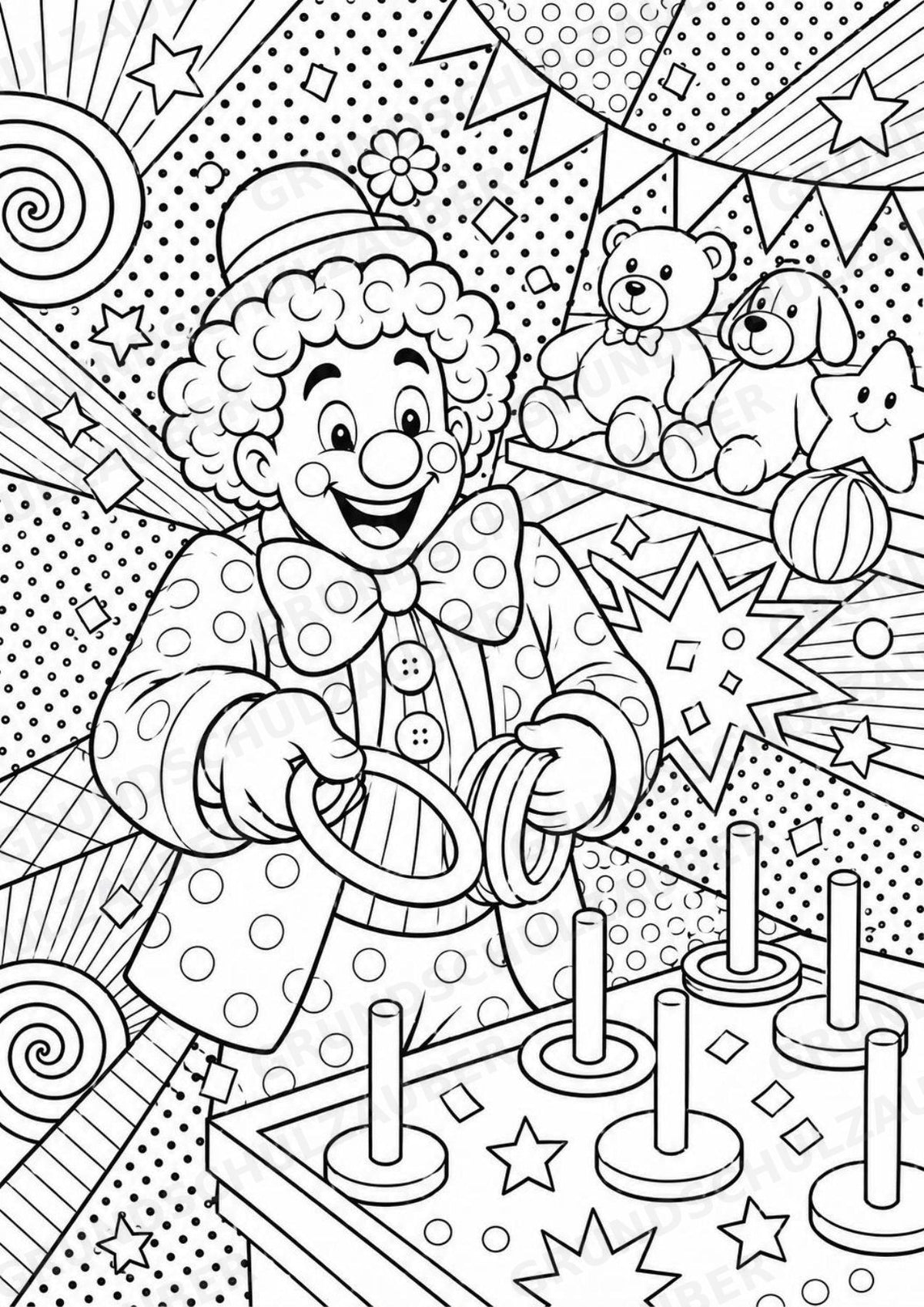 Clowns POP Art Ausmalbilder 15 Malvorlagen – Materialseite 10