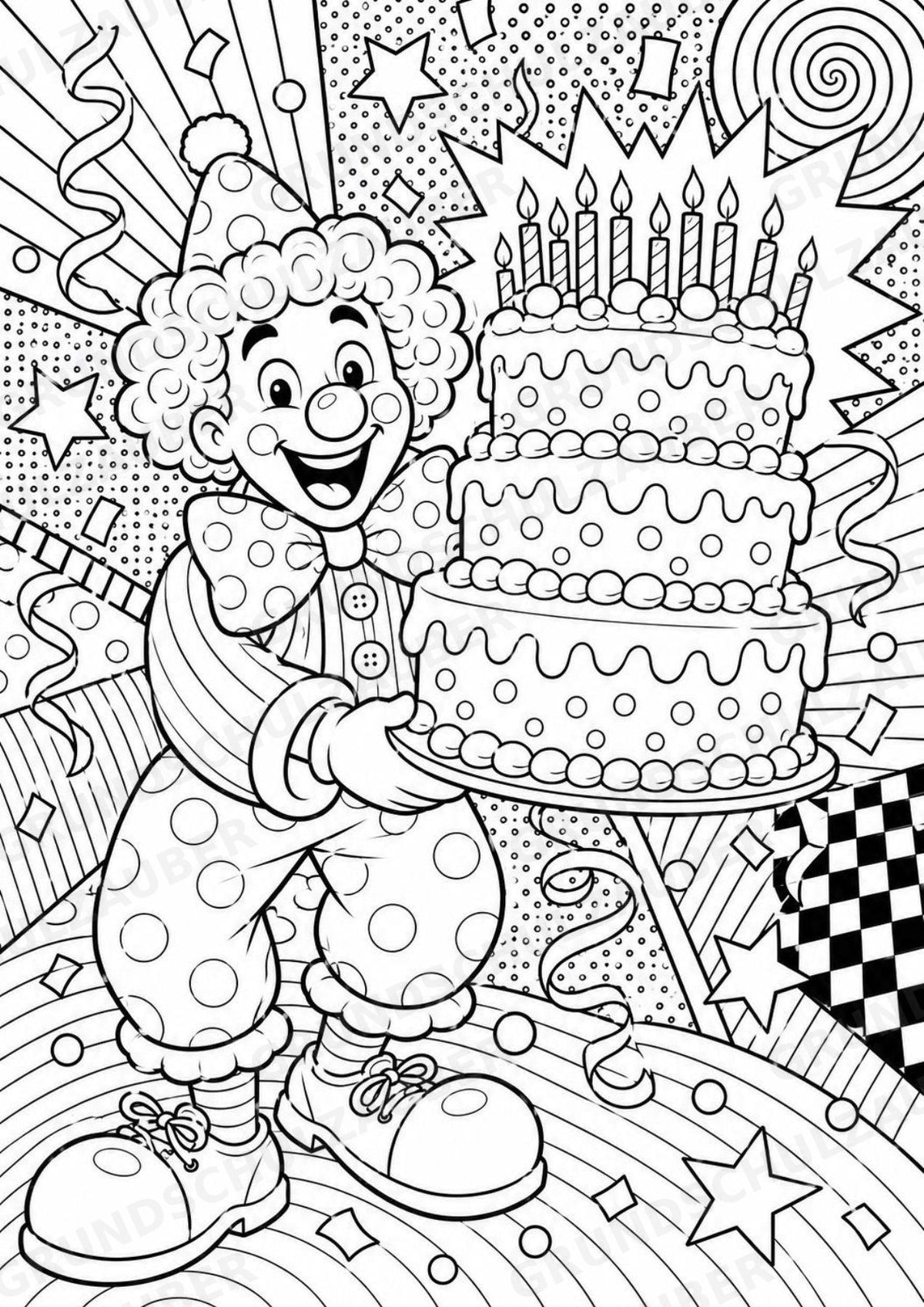 Clowns POP Art Ausmalbilder 15 Malvorlagen – Materialseite 12