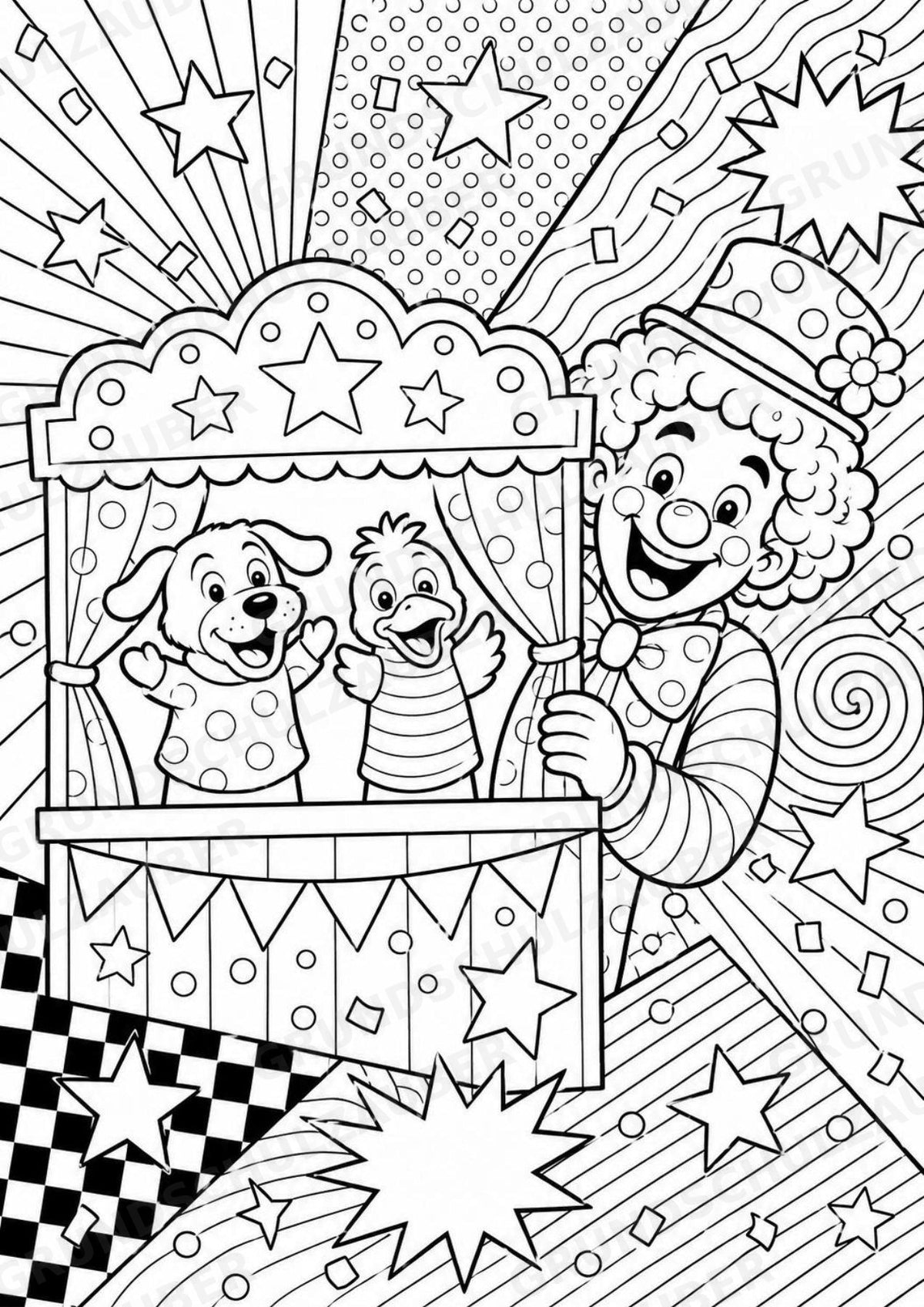 Clowns POP Art Ausmalbilder 15 Malvorlagen – Materialseite 15
