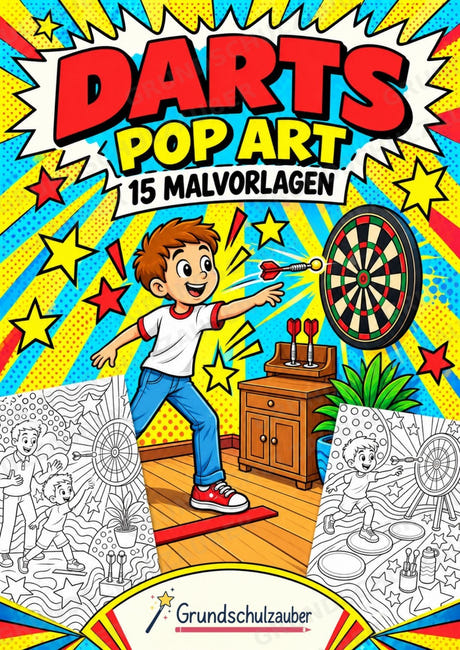 Darts POP Art Ausmalbilder 15 Malvorlagen – Cover