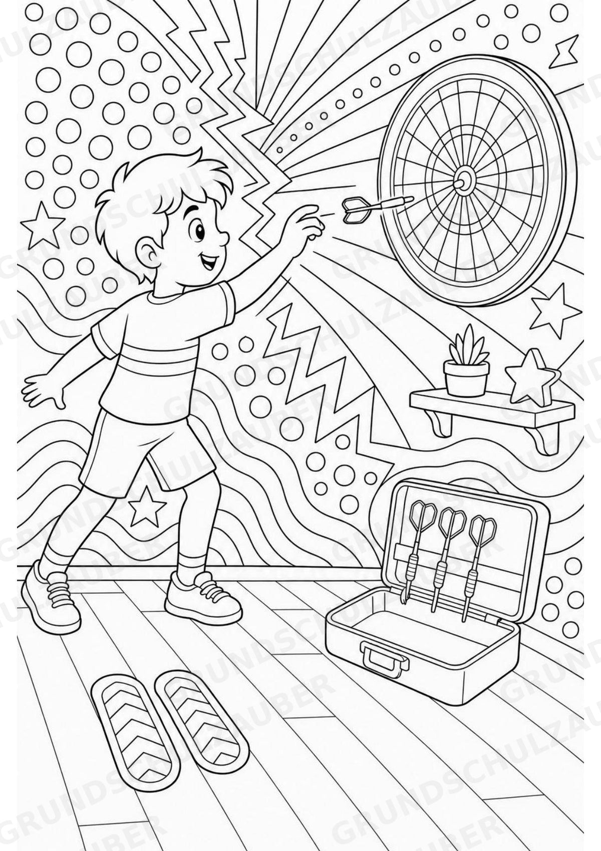 Darts POP Art Ausmalbilder 15 Malvorlagen – Materialseite 7
